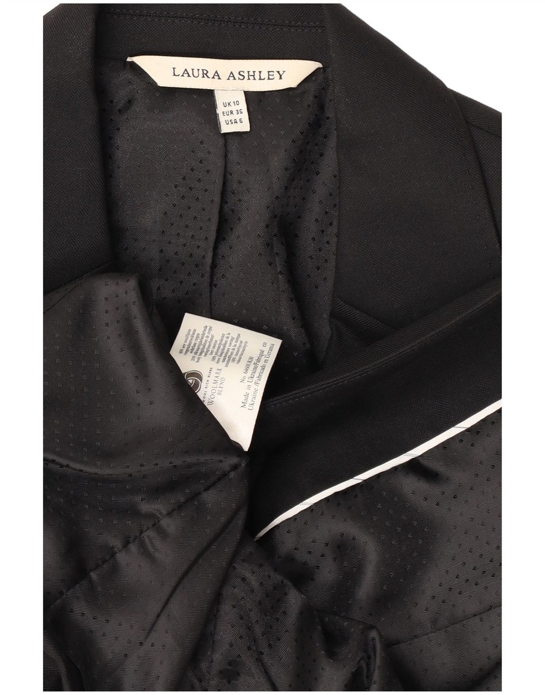 Laura Ashley Womens 1 Button Blazer Jacket UK 10 Small Black Wool