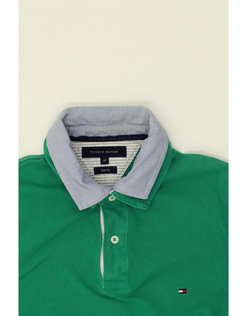 TOMMY HILFIGER Mens Slim Fit Polo Shirt Medium Green Cotton Vintage Tommy Hilfiger and Second-Hand Tommy Hilfiger from Messina Hembry 