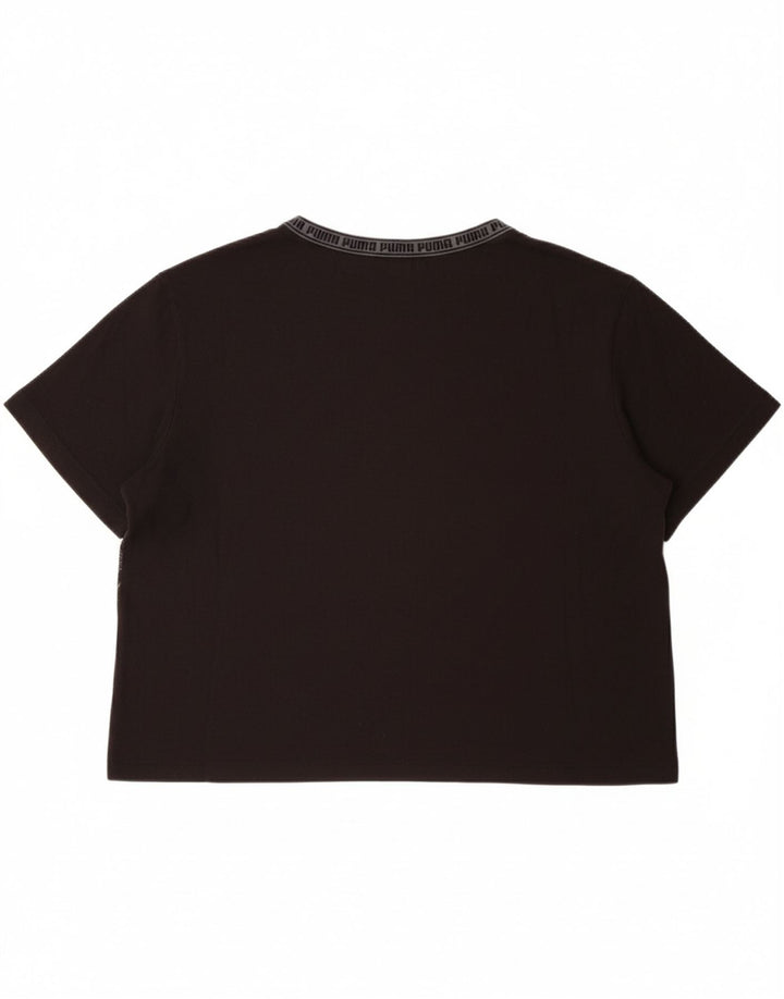 PUMA Womens Crop Graphic T-Shirt Top UK 14 Medium  Black Geometric Vintage Puma and Second-Hand Puma from Messina Hembry 