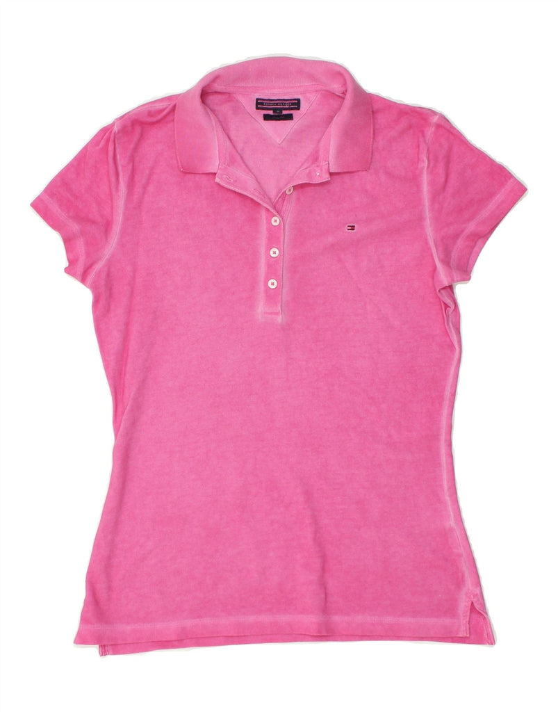 TOMMY HILFIGER Womens Slim Fit Polo Shirt UK 12 Medium Pink Cotton | Vintage Tommy Hilfiger | Thrift | Second-Hand Tommy Hilfiger | Used Clothing | Messina Hembry 