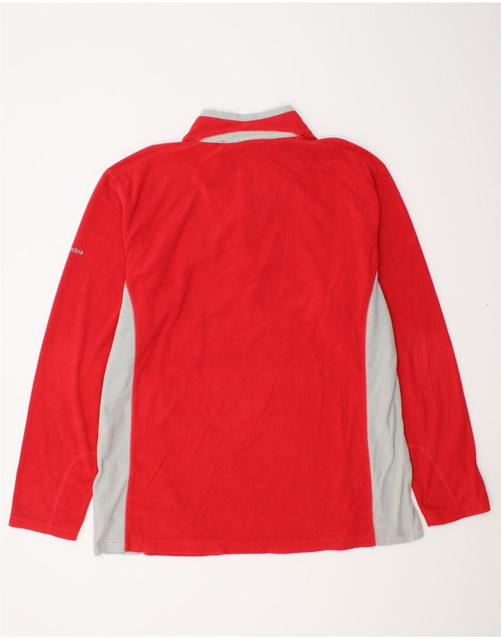 COLUMBIA Mens Zip Neck Fleece Jumper XL Red Colourblock Polyester