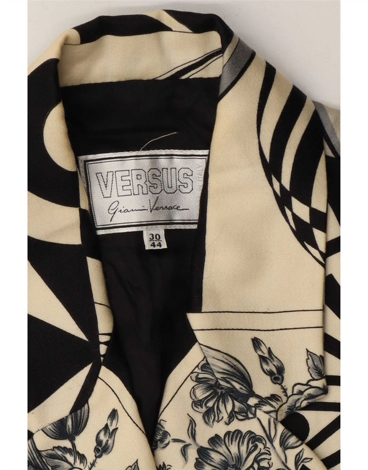 Versus By Gianni Versace Womens Graphic Blazer Jacket EU 44 Large Beige Des