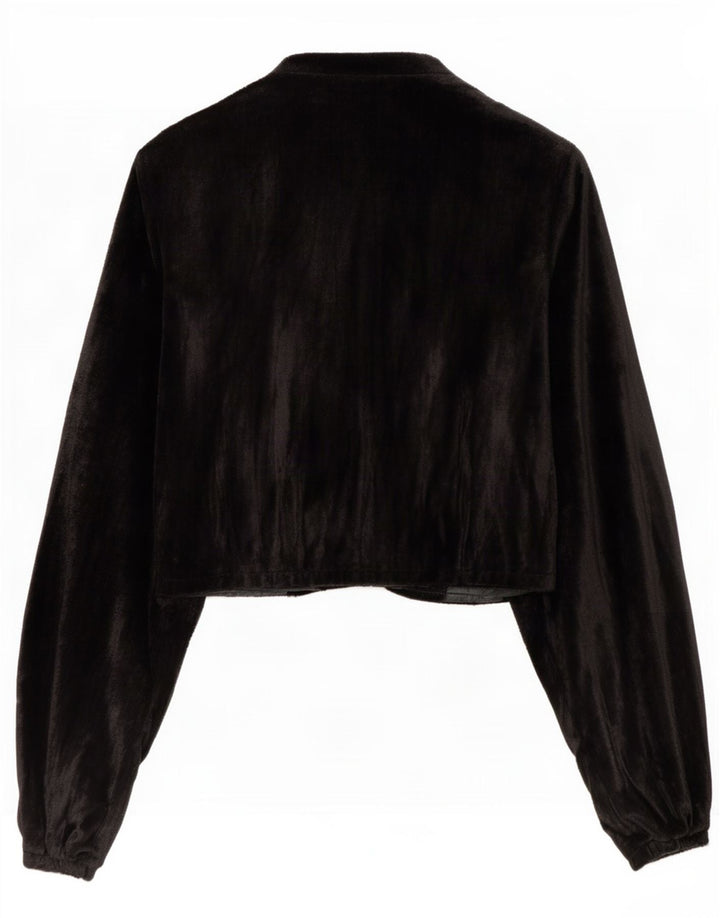Vintage Womens Velvet Bolero Jacket UK 12 Medium Black Patchwork