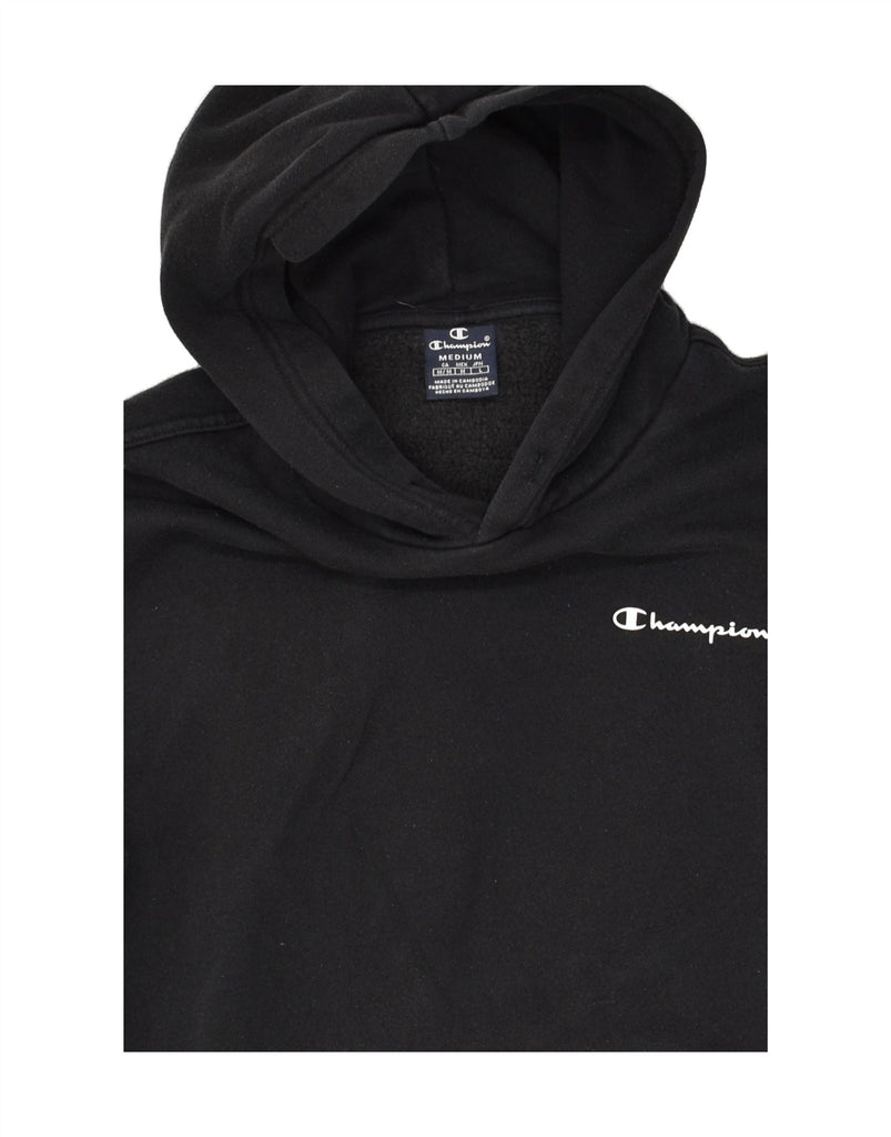 CHAMPION Mens Graphic Hoodie Jumper Medium Black Cotton | Vintage Champion | Thrift | Second-Hand Champion | Used Clothing | Messina Hembry 