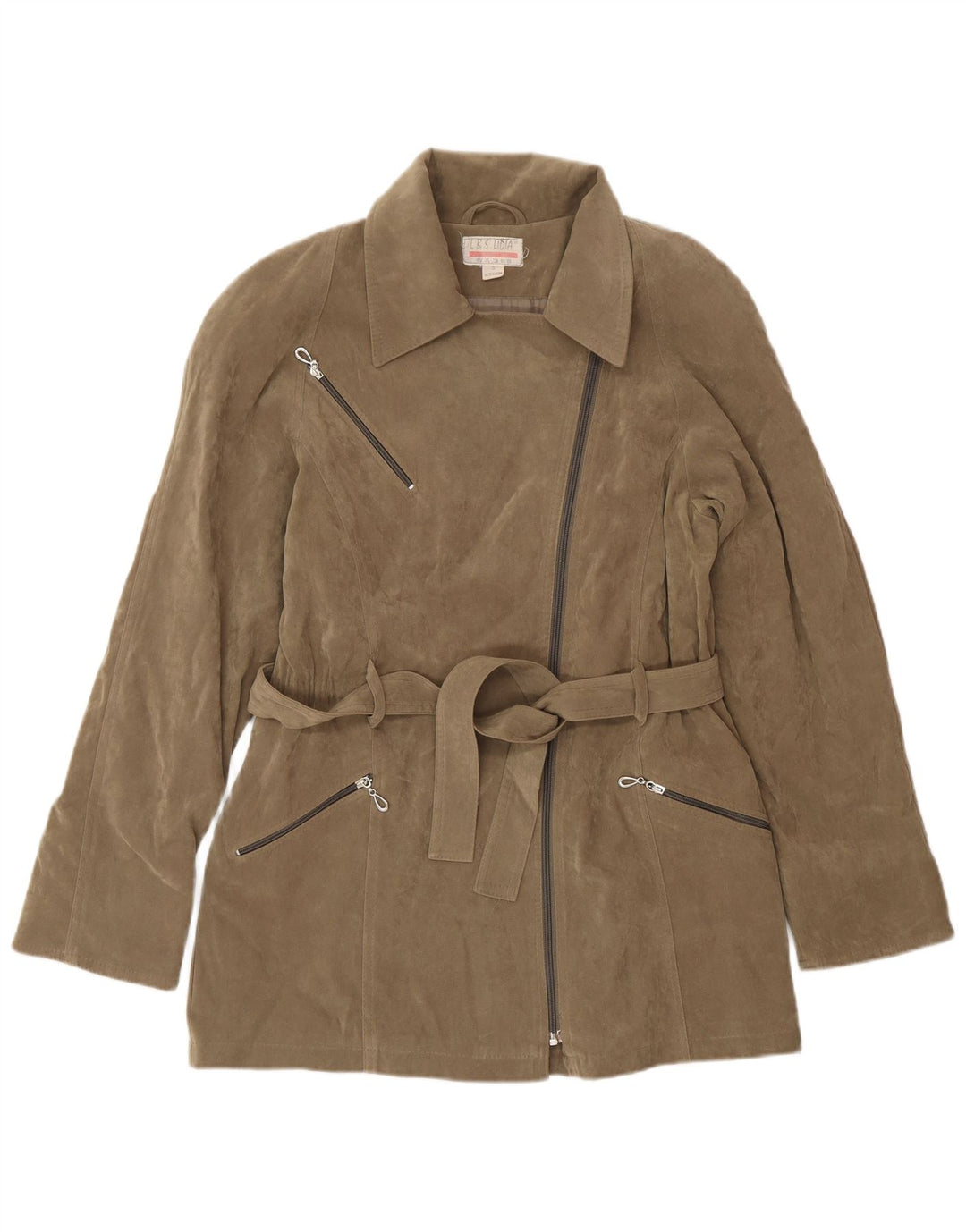 Vintage Womens Oversized Suede Jacket UK 10 Small Beige