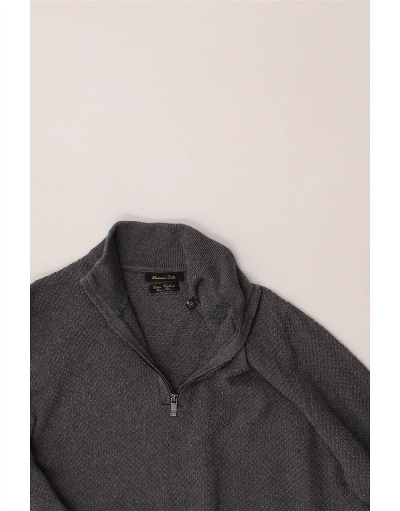 MASSIMO DUTTI Mens Zip Neck Jumper Sweater Large Grey Cotton Vintage Massimo Dutti and Second-Hand Massimo Dutti from Messina Hembry 