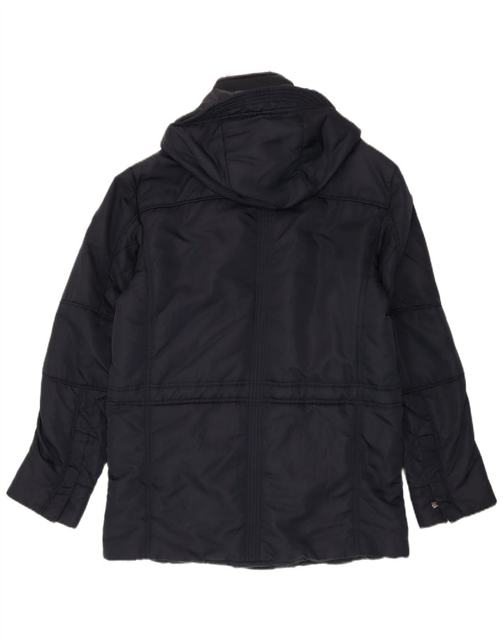Trussardi Jeans Mens Hooded Utility Jacket IT 48 Medium Navy Blue Polyamide