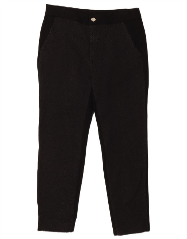 Zara Womens Cropped Trousers Medium W28 L25 Black Animal Print