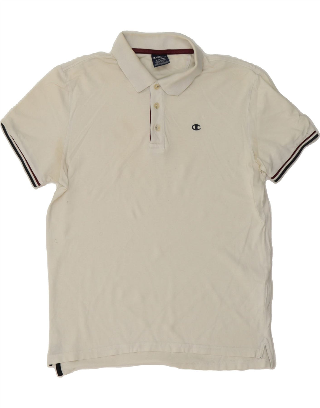 CHAMPION Mens Polo Shirt Medium White Cotton Vintage Champion and Second-Hand Champion from Messina Hembry 