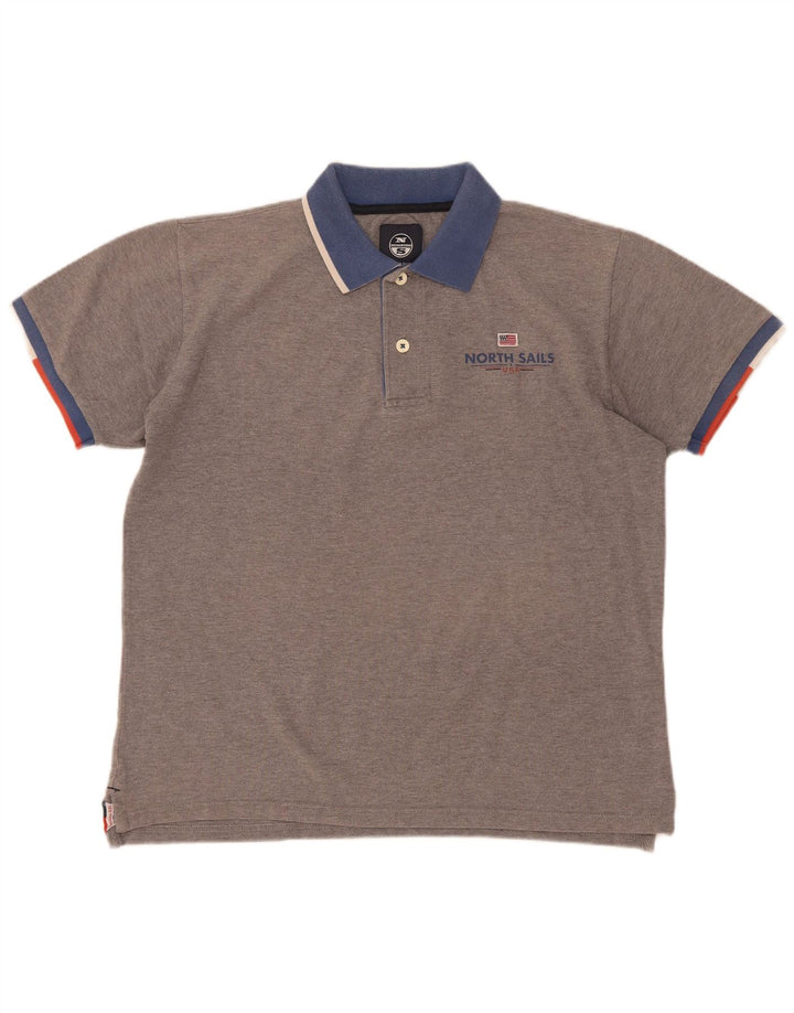 North Sails Mens Polo Shirt Large Grey Colourblock Cotton