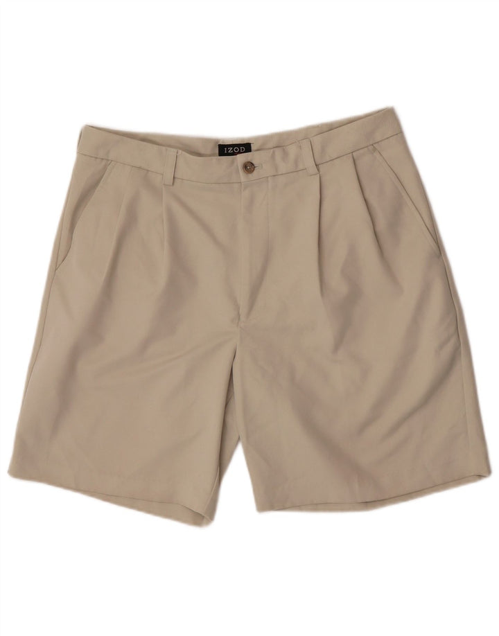 Izod Mens Pegged Chino Shorts W34 Large Beige Polyester