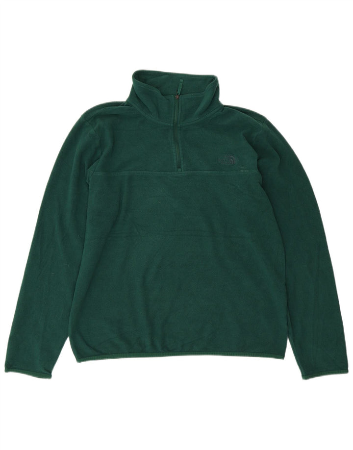 THE NORTH FACE Mens Zip Neck Fleece Jumper Large Green Polyester