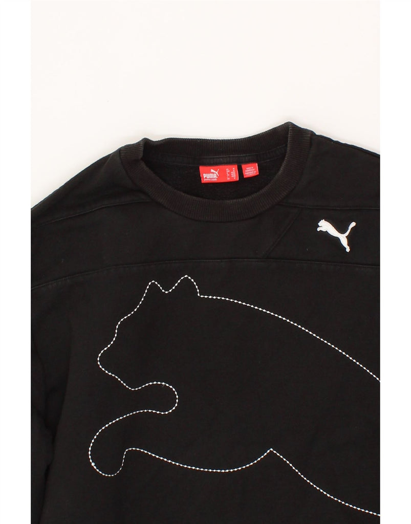 PUMA Womens Graphic Sweatshirt Jumper UK 12 Medium Black Cotton Vintage Puma and Second-Hand Puma from Messina Hembry 