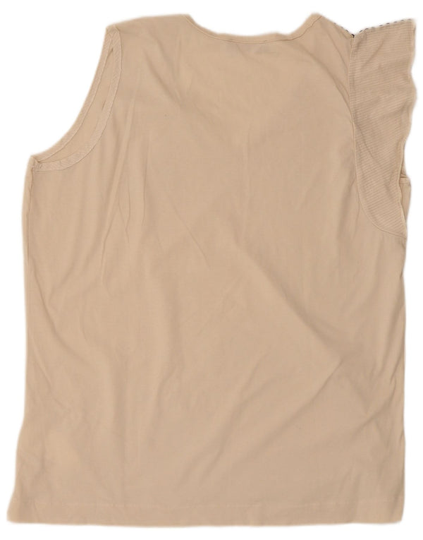 Trussardi Jeans Womens T-Shirt Top UK 18 XL Beige Cotton