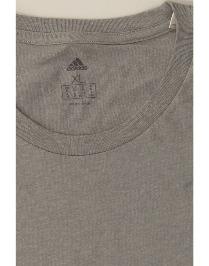 ADIDAS Mens T-Shirt Top XL Grey Polyester Vintage Adidas and Second-Hand Adidas from Messina Hembry 