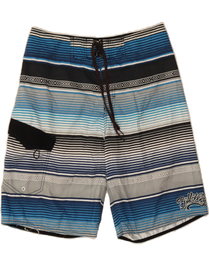 BILLABONG Mens Graphic Swimming Shorts Medium  Blue Striped Polyester Vintage Billabong and Second-Hand Billabong from Messina Hembry 