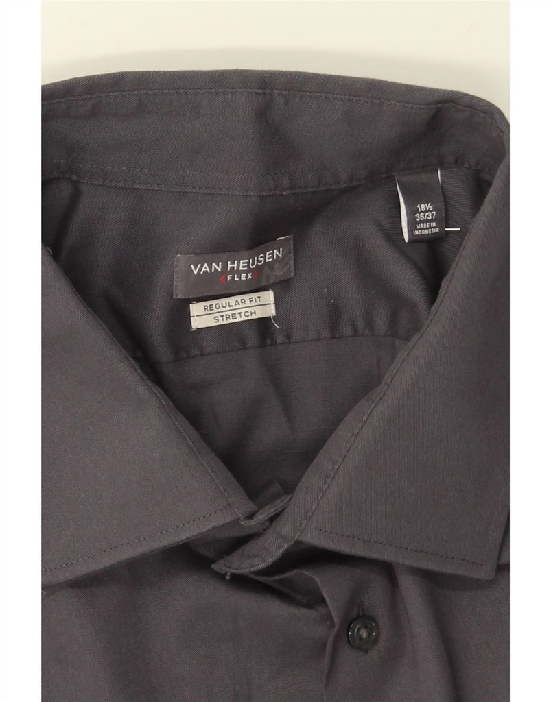 VAN HEUSEN Mens Regular Fit Shirt Size 18 1/2  2XL Grey Cotton Vintage Van Heusen and Second-Hand Van Heusen from Messina Hembry 