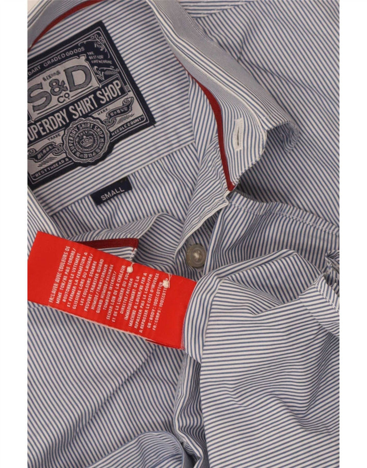 Superdry Mens Shirt Small Blue Pinstripe Cotton