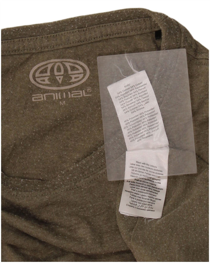 Animal Mens Graphic T-Shirt Top Medium Khaki Cotton