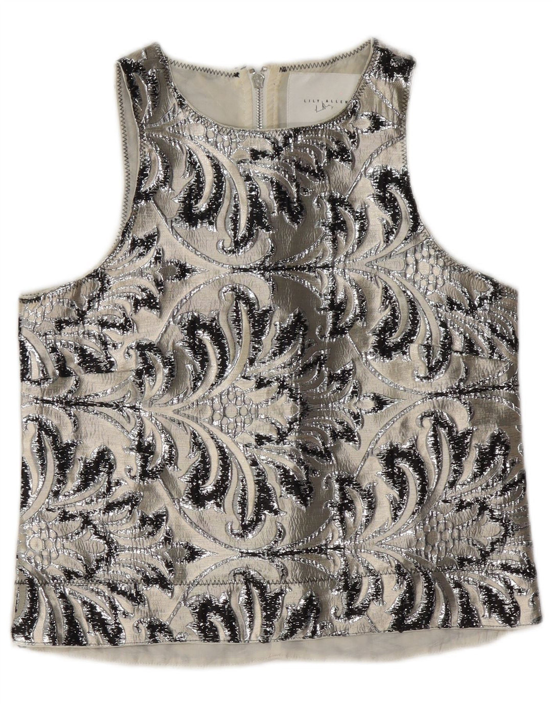 Vintage Womens Sleeveless Blouse Top UK 10 Small Grey Paisley Polyester