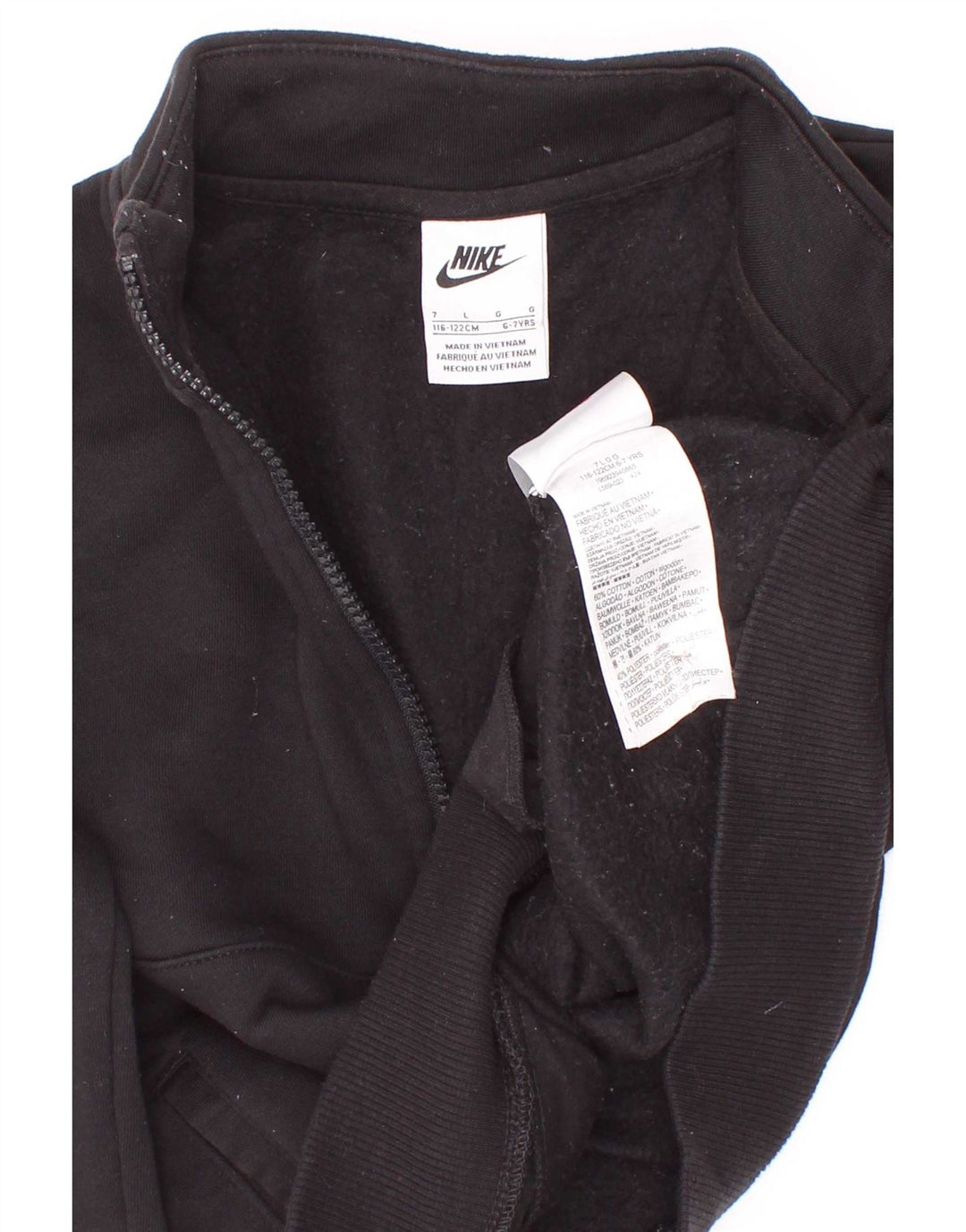 Nike Boys Zip Neck Sweatshirt Jumper 6-7 Years Large Black Cotton
