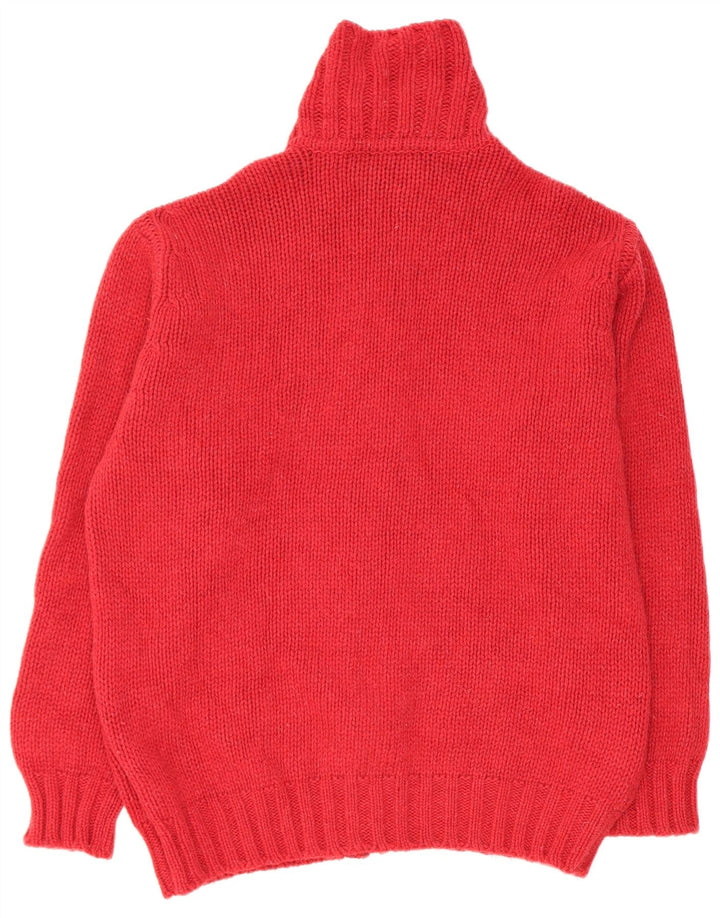 White Sails Mens Cardigan Sweater Large Red Virgin Wool