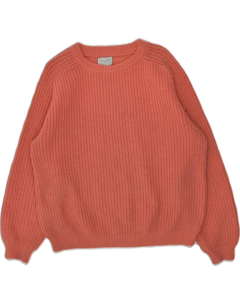 BENETTON Womens Crew Neck Jumper Sweater IT 48 XL Orange Wool | Vintage Benetton | Thrift | Second-Hand Benetton | Used Clothing | Messina Hembry 