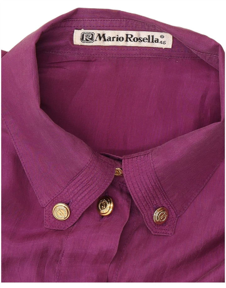 MARIO ROSELLA Womens Oversized Shirt Blouse IT 46 Large Purple Silk