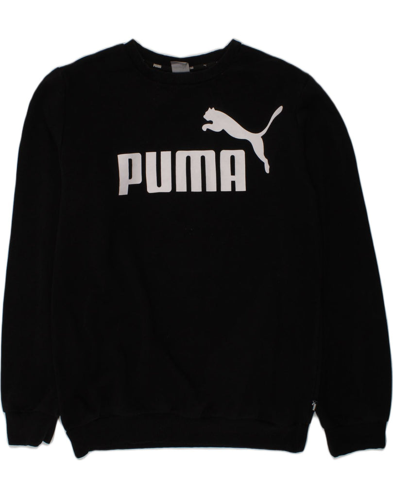 PUMA Boys Graphic Sweatshirt Jumper 13-14 Years Black Cotton | Vintage Puma | Thrift | Second-Hand Puma | Used Clothing | Messina Hembry 