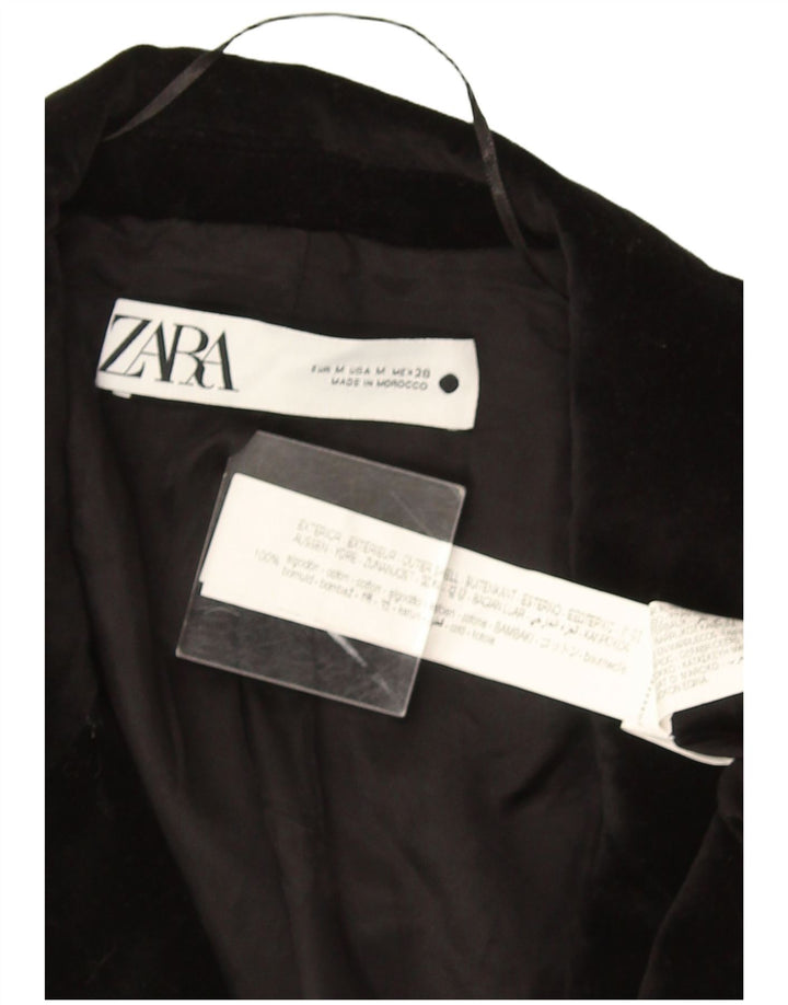 Zara Mens Velvet 2 Button Blazer Jacket UK 38 Medium Black Cotton