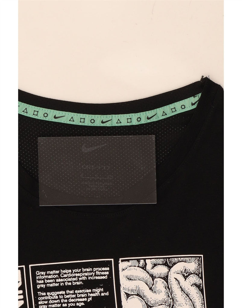 NIKE Mens Dri Fit Graphic T-Shirt Top Small Black Polyester Vintage Nike and Second-Hand Nike from Messina Hembry 