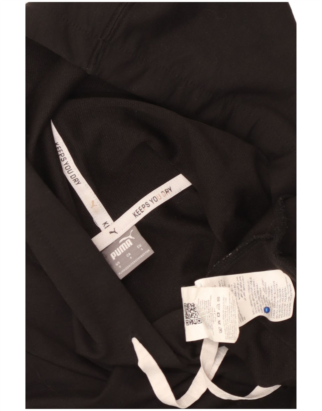 PUMA Womens Crop Oversized Hoodie Jumper UK 10 Small Black Polyester