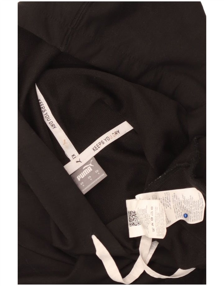 PUMA Womens Crop Oversized Hoodie Jumper UK 10 Small Black Polyester