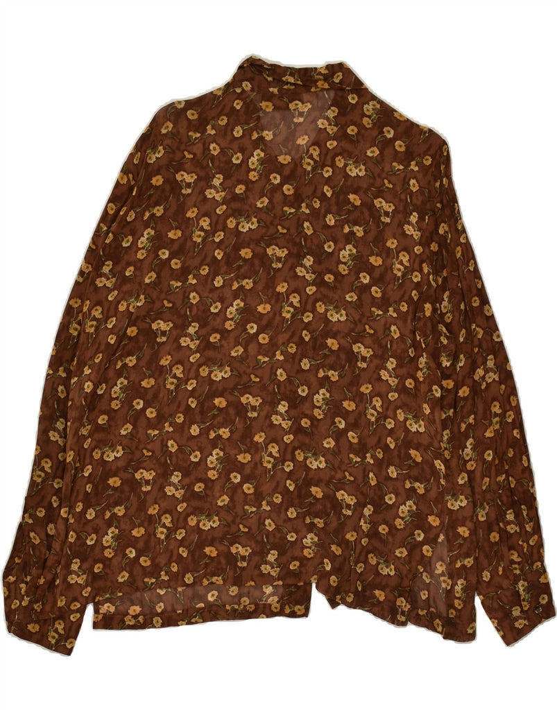 PIU' DONNA Womens Long Sleeve Shirt Blouse UK 16 Large Brown Floral Vintage Piu' Donna and Second-Hand Piu' Donna from Messina Hembry 