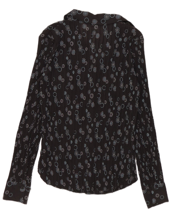 Marks & Spencer Womens Shirt Blouse UK 8 Small Black Geometric Polyester