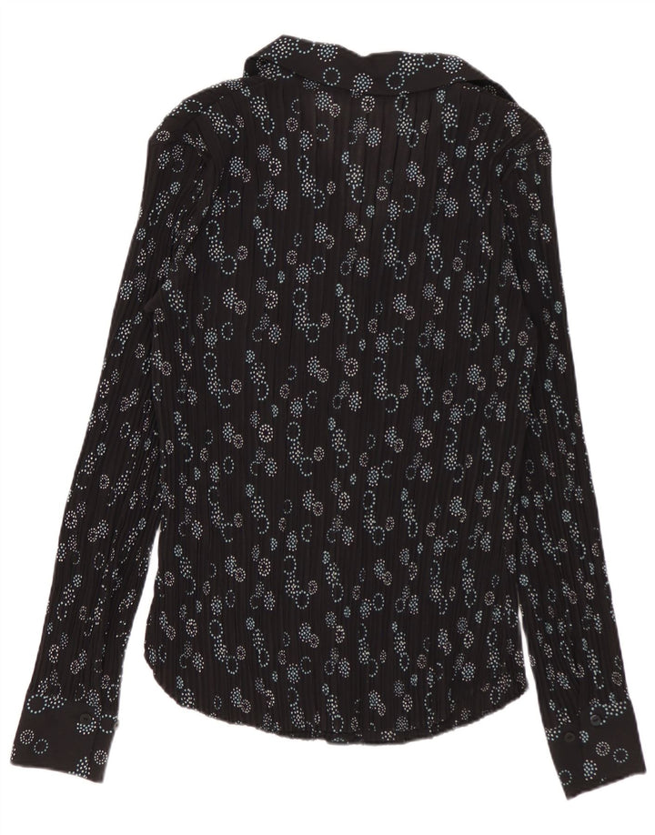 Marks & Spencer Womens Shirt Blouse UK 8 Small Black Geometric Polyester