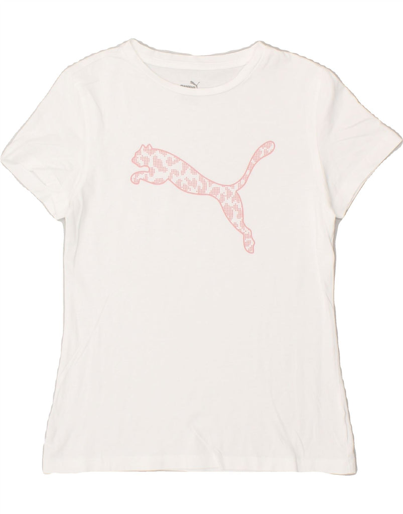 PUMA Girls Graphic T-Shirt Top 13-14 Years White Cotton | Vintage Puma | Thrift | Second-Hand Puma | Used Clothing | Messina Hembry 