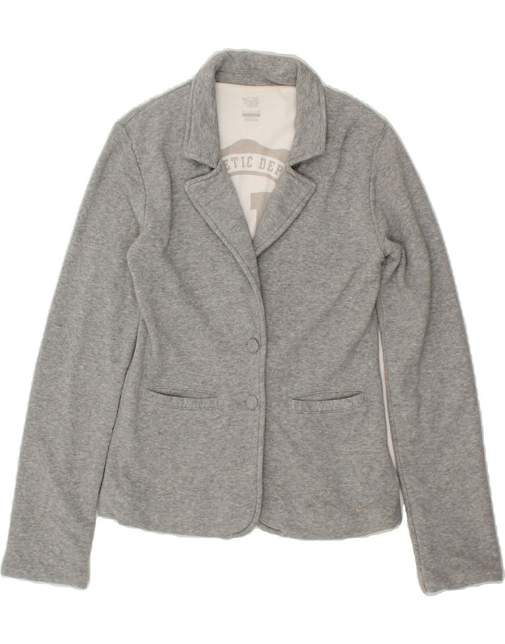 NIKE Womens 2 Button Blazer Jacket UK 10 Small Grey Cotton Vintage Nike and Second-Hand Nike from Messina Hembry 