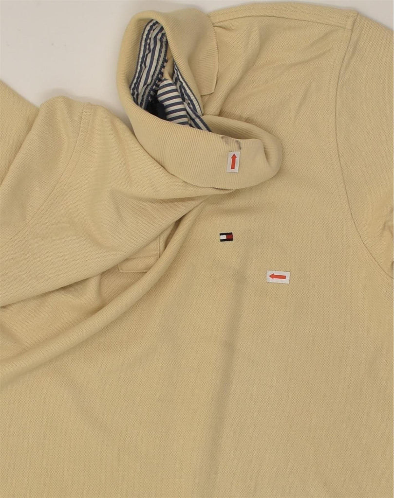 TOMMY HILFIGER Mens Polo Shirt Medium Beige Cotton | Vintage Tommy Hilfiger | Thrift | Second-Hand Tommy Hilfiger | Used Clothing | Messina Hembry 