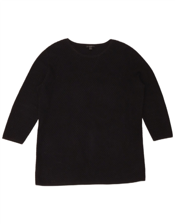 COS Womens Top 3/4 Sleeve UK 14 Medium Black Cotton