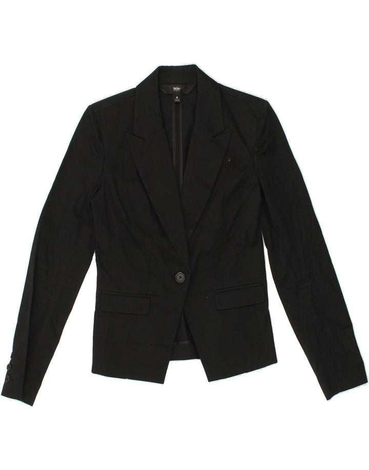 MOSSIMO Womens 1 Button Blazer Jacket US 4 Small Black Cotton Vintage Mossimo and Second-Hand Mossimo from Messina Hembry 