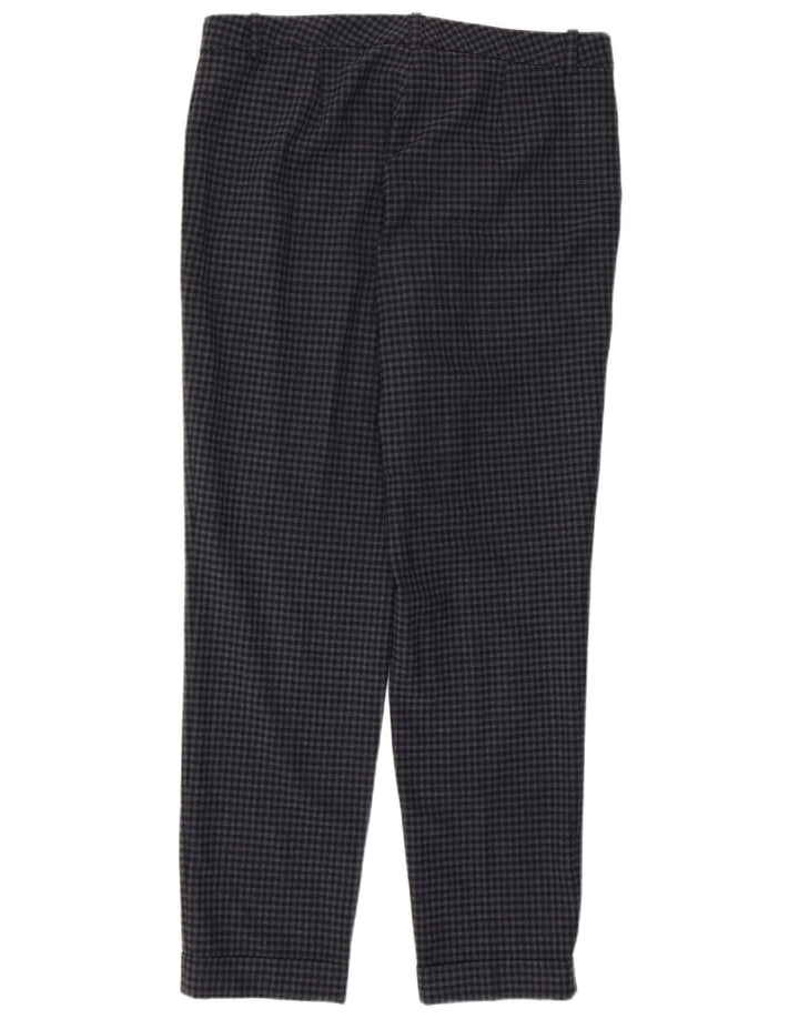 Jigsaw Womens Casual Trousers UK 12 Medium W32 L28 Navy Blue Gingham