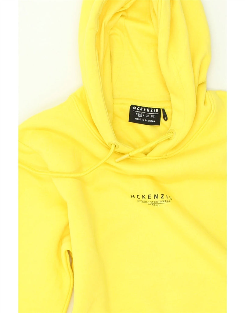 MCKENZIE Mens Graphic Hoodie Jumper Medium Yellow Cotton | Vintage Mckenzie | Thrift | Second-Hand Mckenzie | Used Clothing | Messina Hembry 