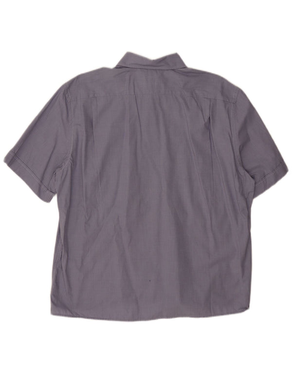 Lacoste Mens Short Sleeve Shirt Size 42 Large Blue Cotton