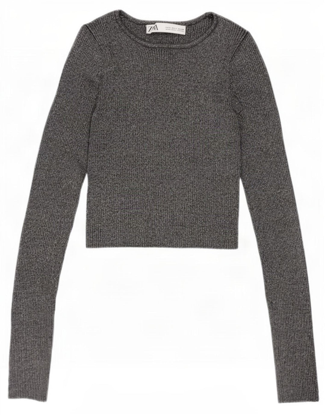 Zara Womens Crop Blouse Top UK 8 Small Silver Flecked Viscose