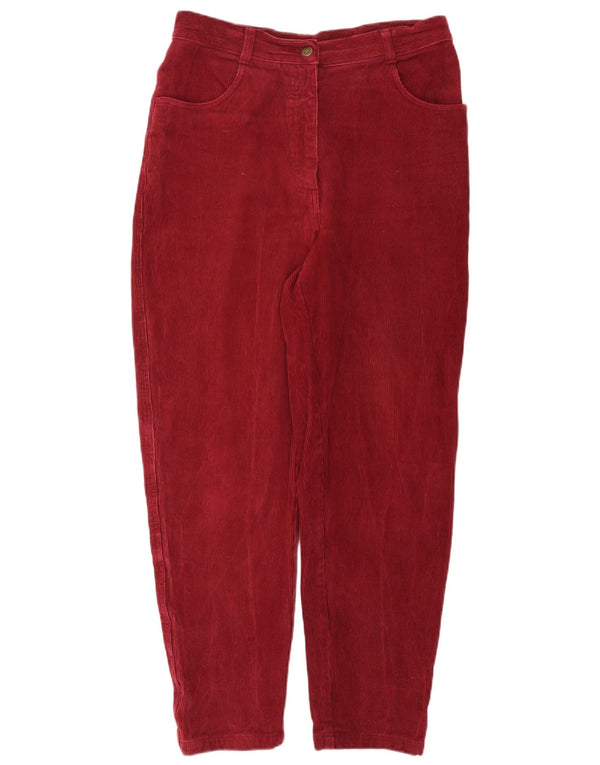 Vintage Womens High Waist Corduroy Trousers EU 44 XL W34 L30 Burgundy