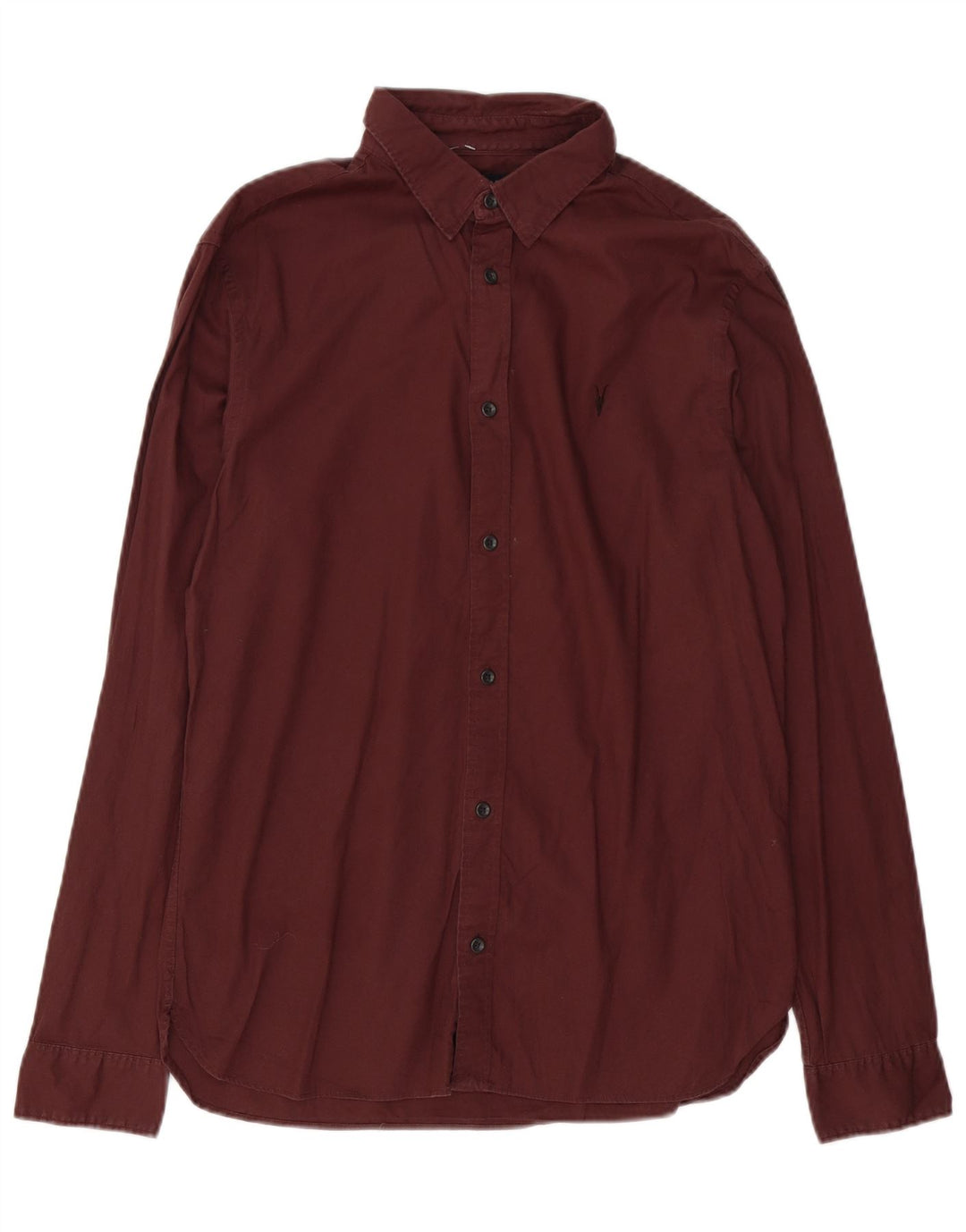 All Saints Mens Shirt Medium Burgundy Cotton