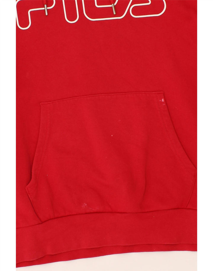 FILA Mens Graphic Hoodie Jumper Small Red Cotton Vintage Fila and Second-Hand Fila from Messina Hembry 