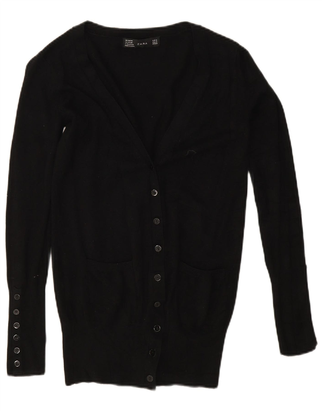 Zara Womens Cardigan Sweater UK 10 Small Black Rayon