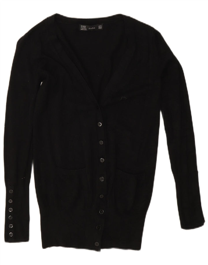 Zara Womens Cardigan Sweater UK 10 Small Black Rayon